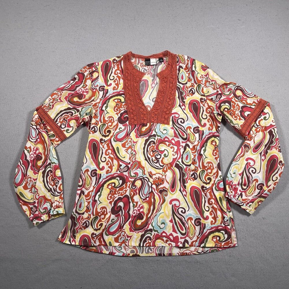 Saks Fifth Avenue Threads Tunic Women 6 Relaxed Paisley Multi Color Boho Vintage